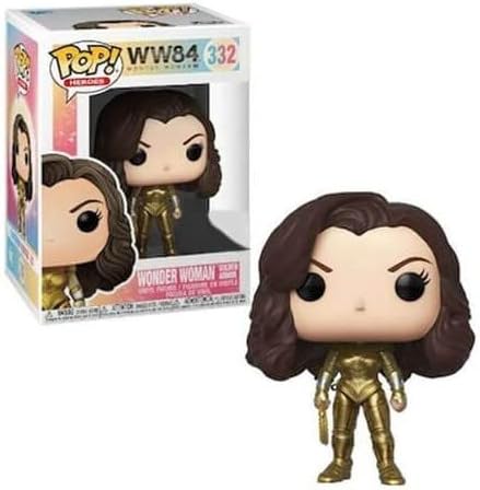 Funko Pop! Heroes: DC's Wonder Woman 1984 - Figura de Vinilo de la Mujer Maravilla con Armadura Dorada (metálica), Exclusiva de Amazon